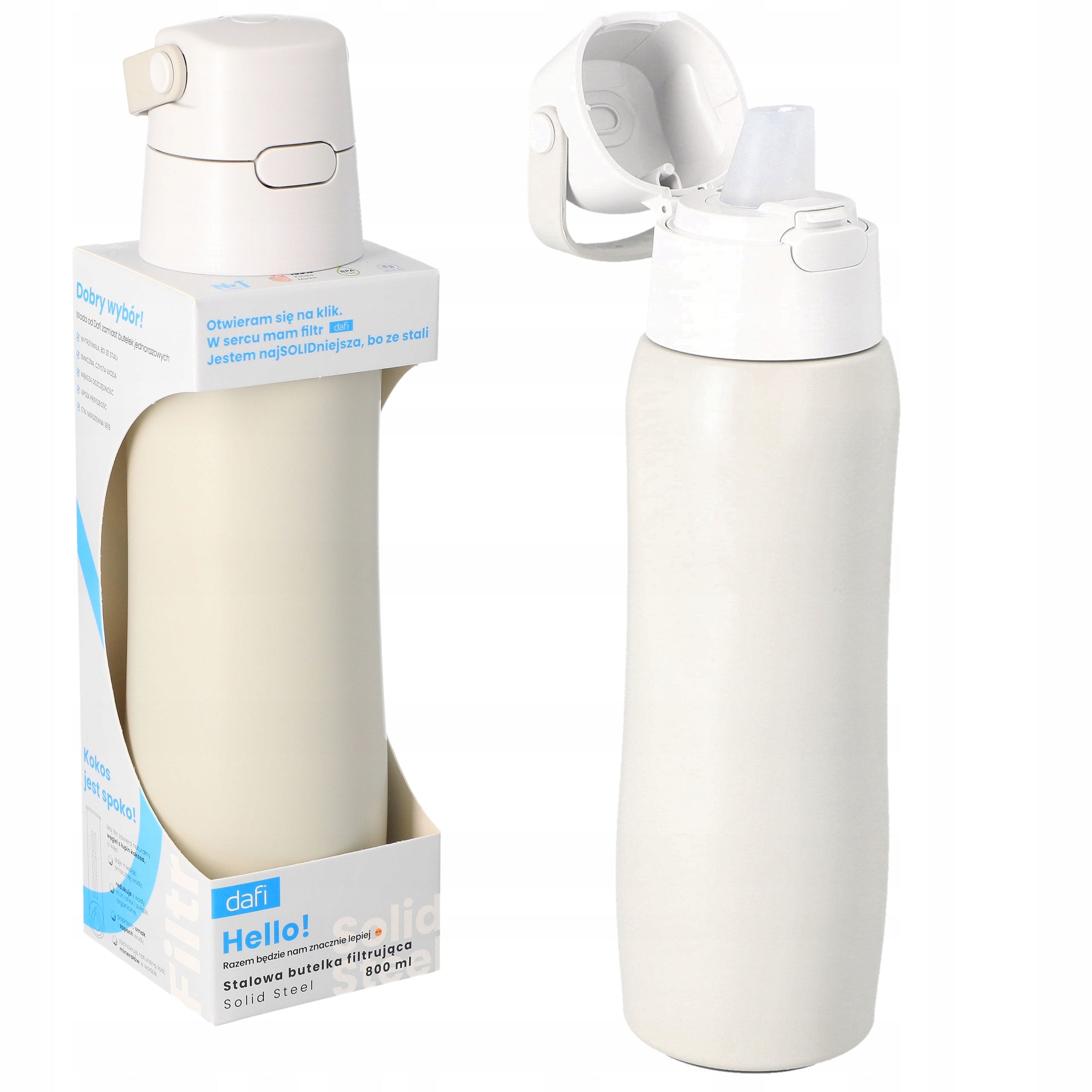 Bottle with filter Dafi Solid Steel Pearl 800 ml STAINLESS STEEL