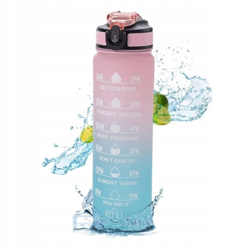 Bottle with mouthpiece for motivational water Ombre 1l Pink-blue Brand no brand
