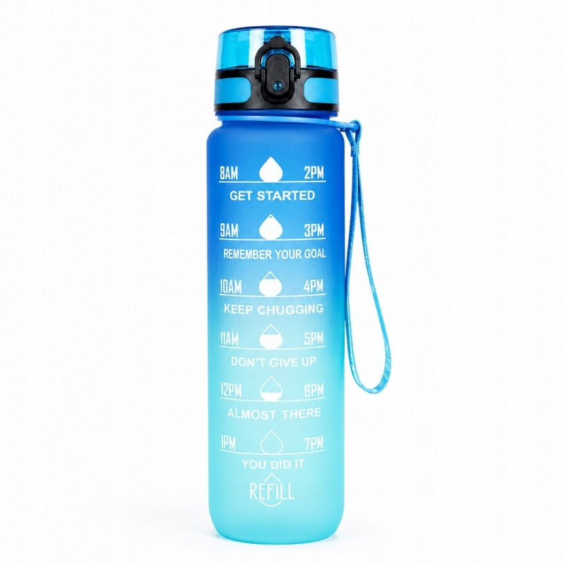 Bottle with mouthpiece for motivational water Ombre 1l Turquoise Packaging status original