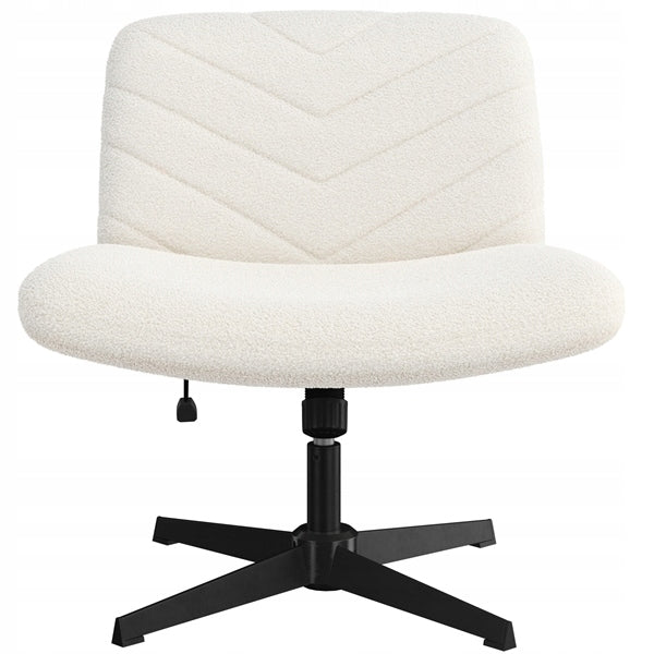 Bouclé Fabric Office Chair, Swivel, Wide, Colour Ivory Packaging status original