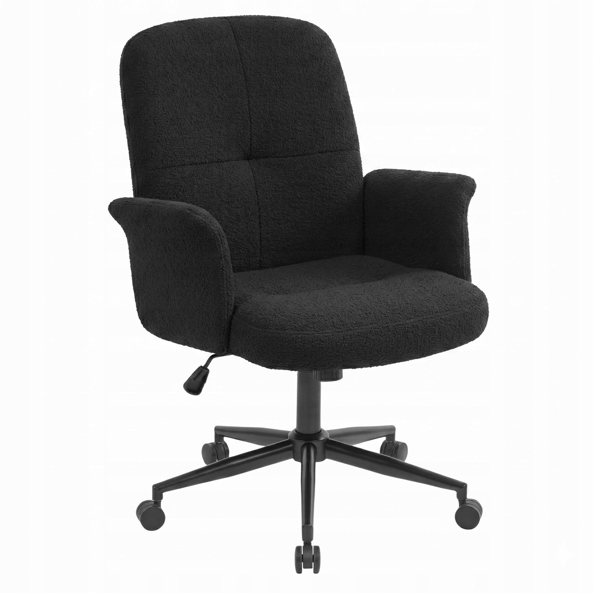 Bouclé Swivel Chair Black On Wheels Adjustable Modern Office Medical device no