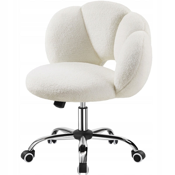 Bouclé Upholstered Office Chair with Height Adjustment and Backrest, White Packaging status original