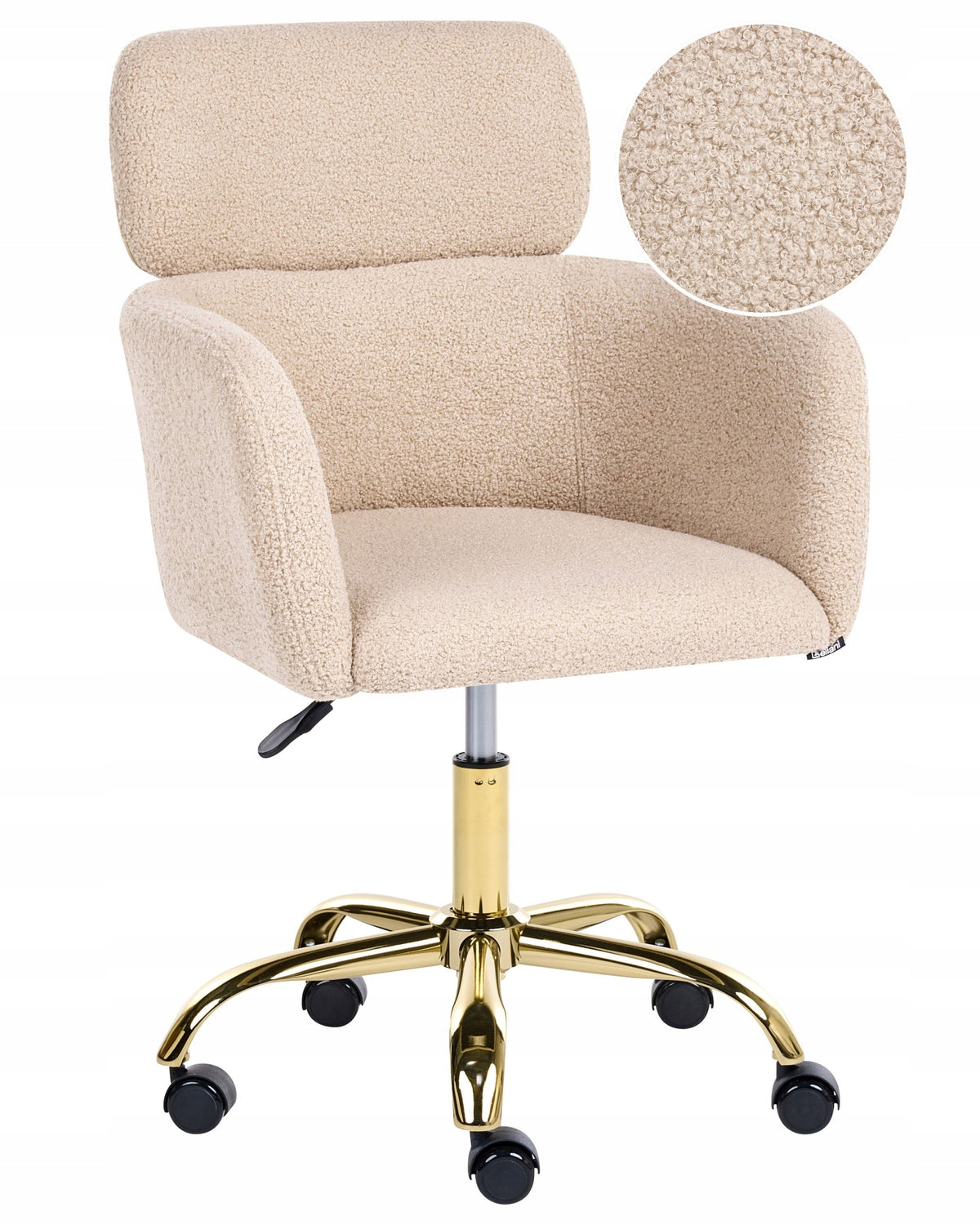 Boucle swivel office chair light beige