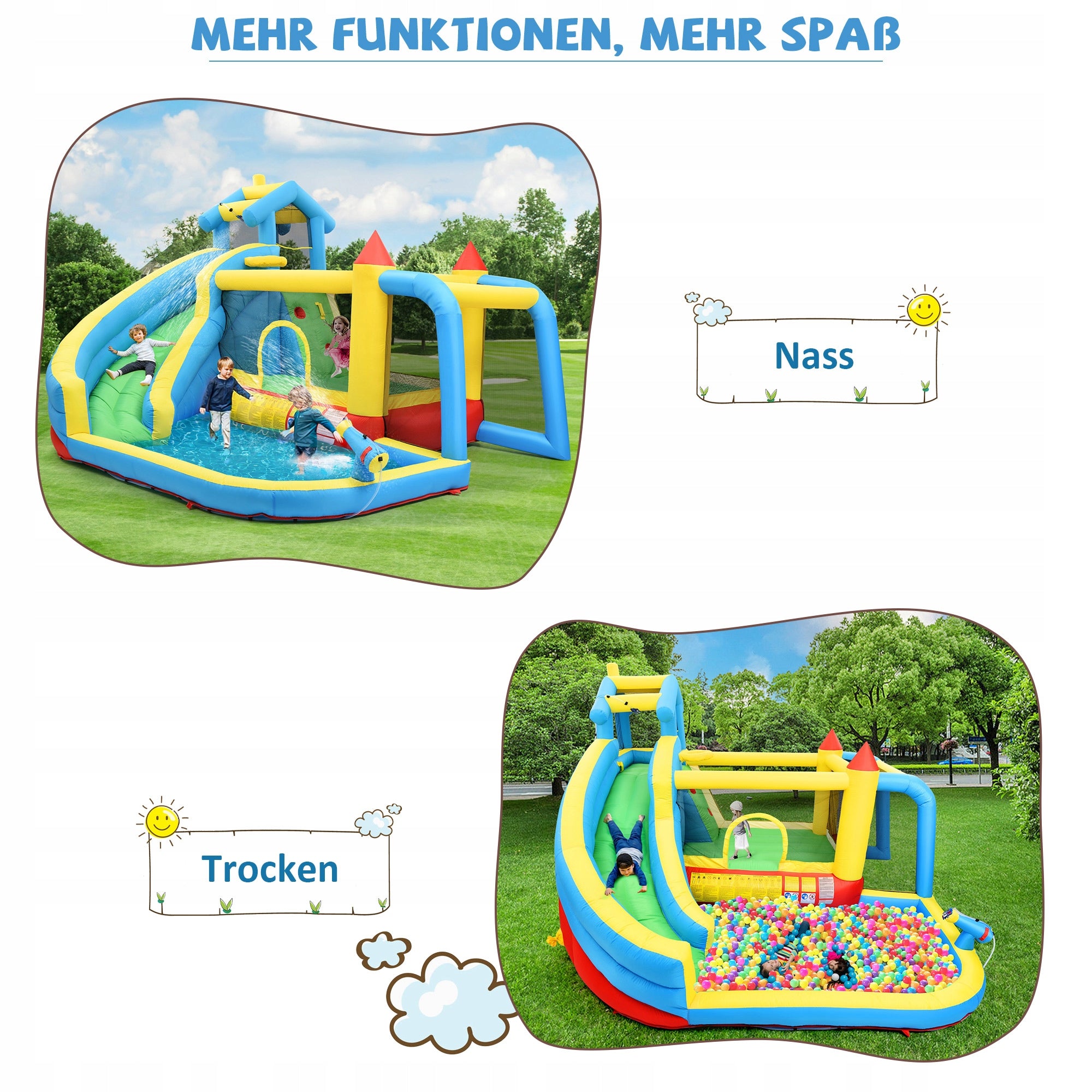 Bouncy castle Kids Water Park Trampoline blower HUGE PLAYGROUND 5-in-1 gift Kind Inflatable
