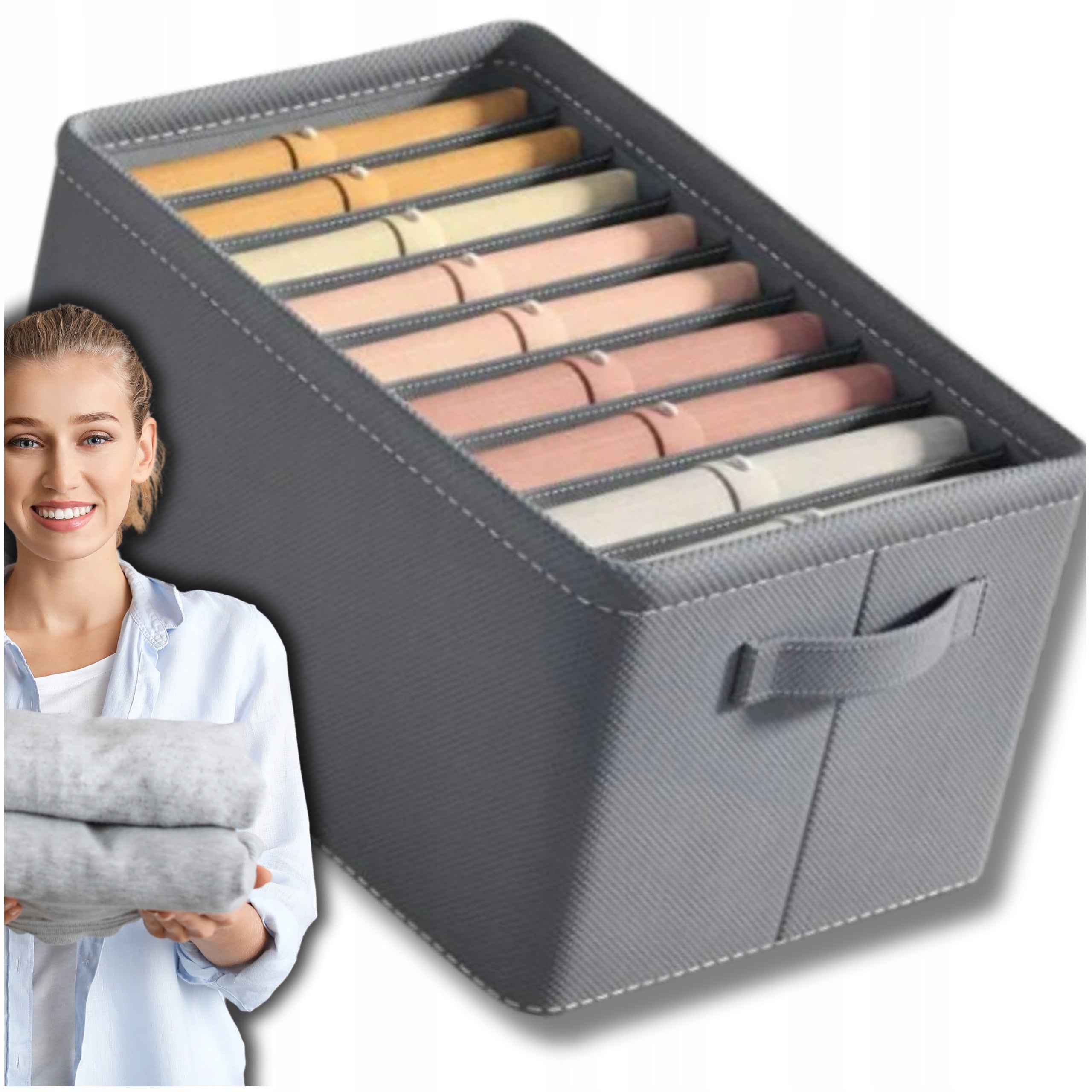 Box Organizer Stiffened Grey For Drawer Cabinet Container Strong