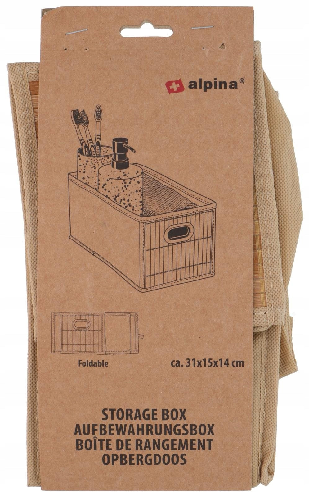 Box Storage Container Organizer Bamboo Alpina 31x15x14cm Beige Manufacturer code 5907038357784