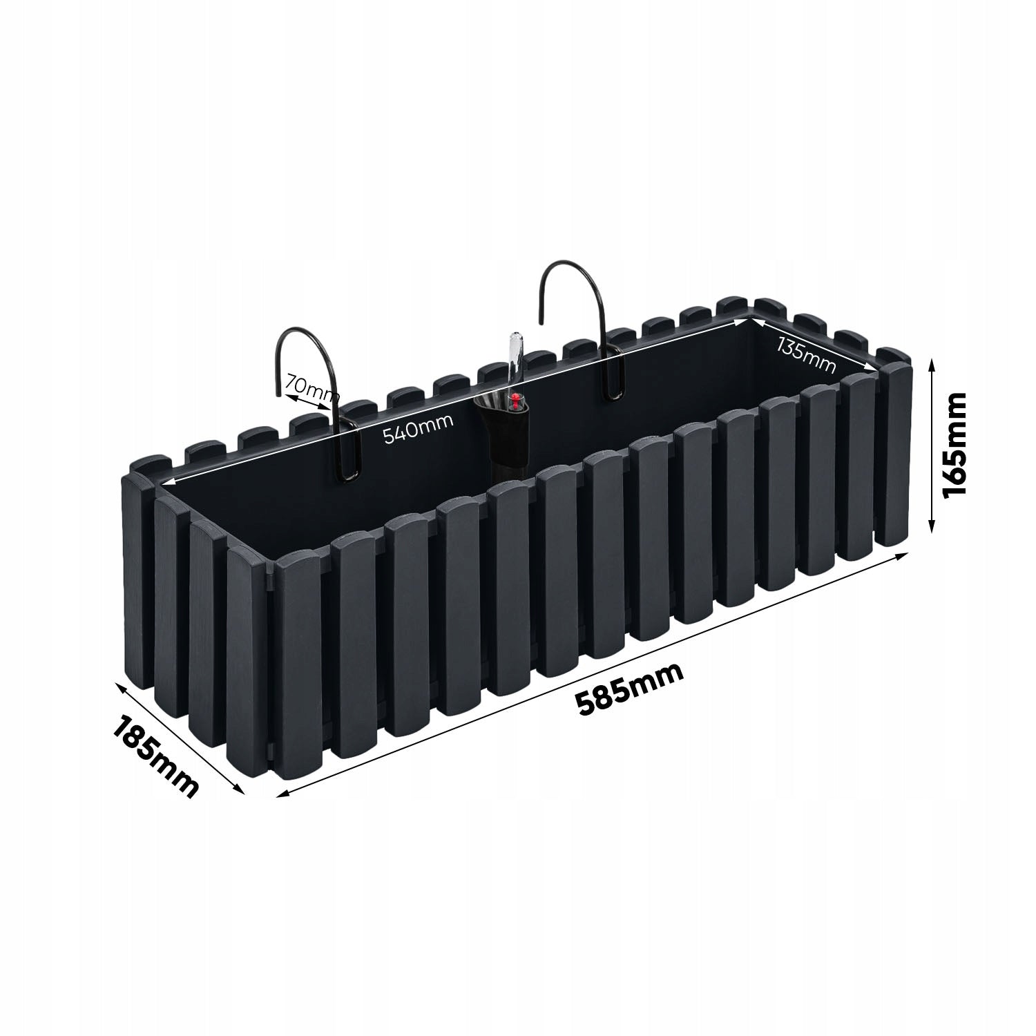 Box balcony pot DDEF600W Hooks + System Brand Martom