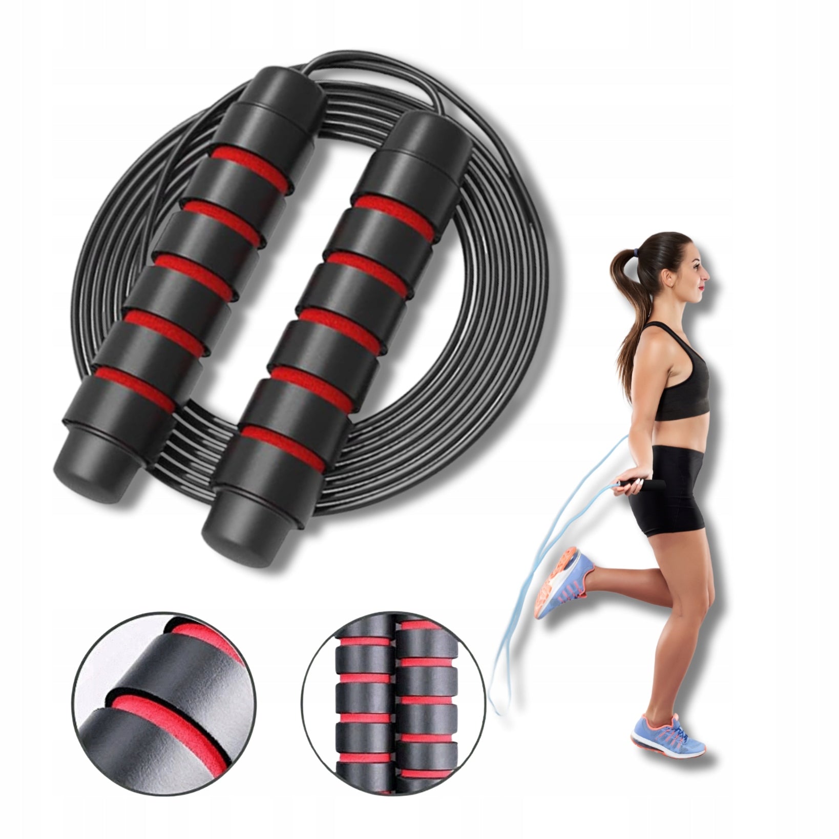 Boxing Jump Rope Training Adjustable NON-SLIP 3M Black Durable