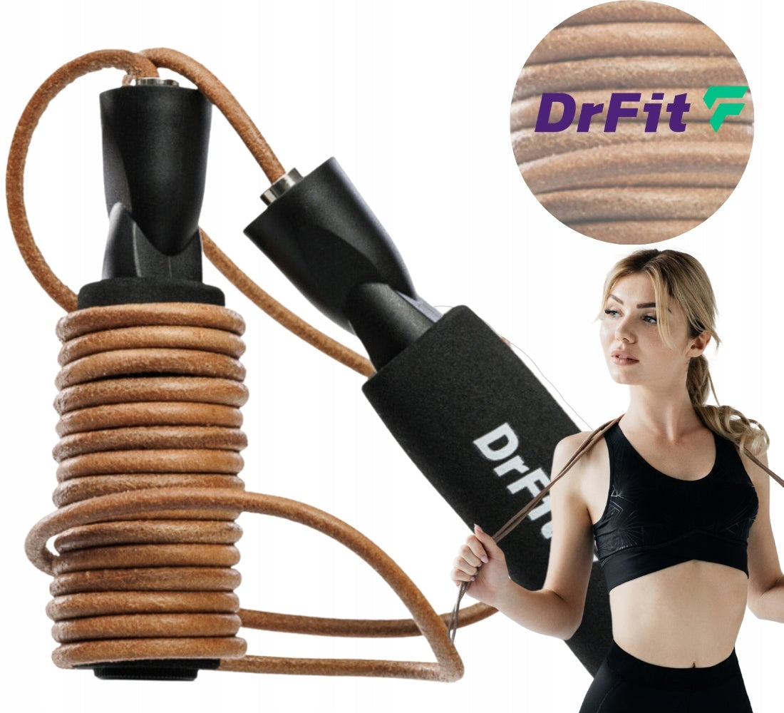 Boxing Leather Jump Rope Durable for Athletes Adjustable DrFit Color brown
