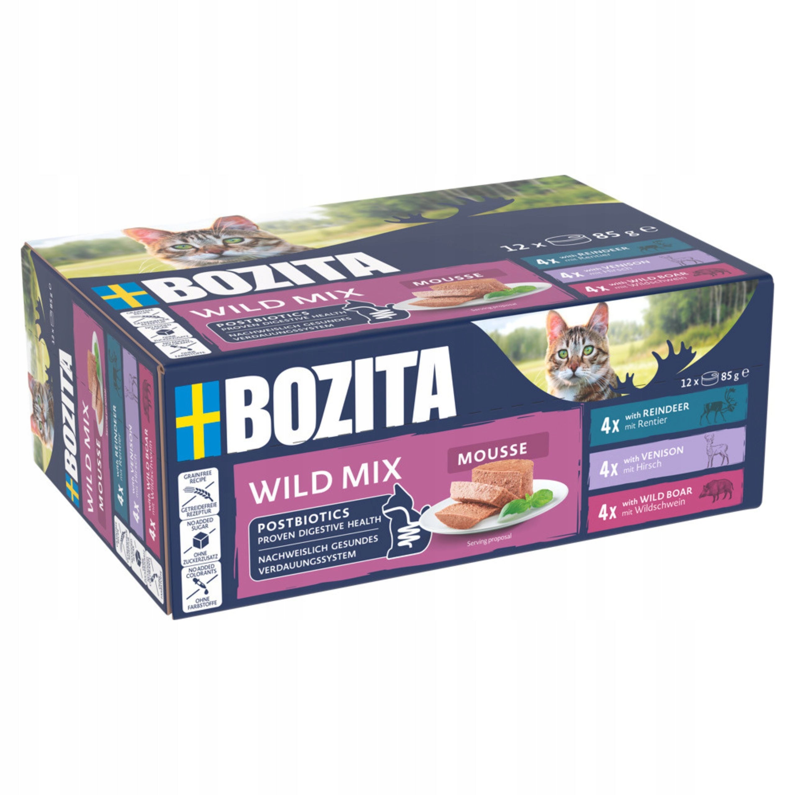 Bozita Mousse MIX of Flavours from Wild Nature Can Wild Cat Food 12x85g