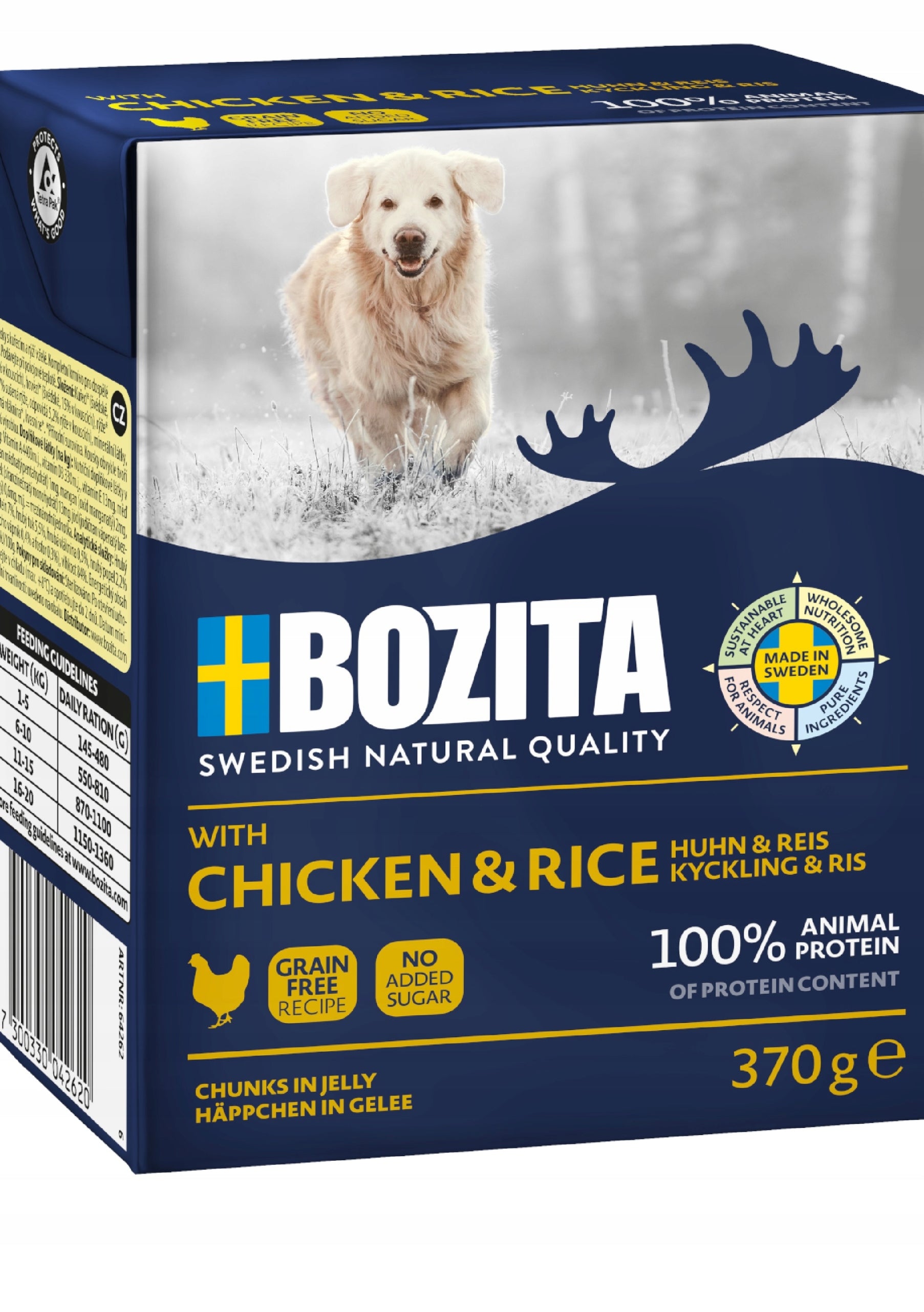 Bozita Pieces in Jelly with Chicken and Rice 370g for DOGS
