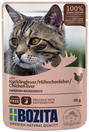 Bozita wet cat food in jelly Liver with Chicken 85g sachet