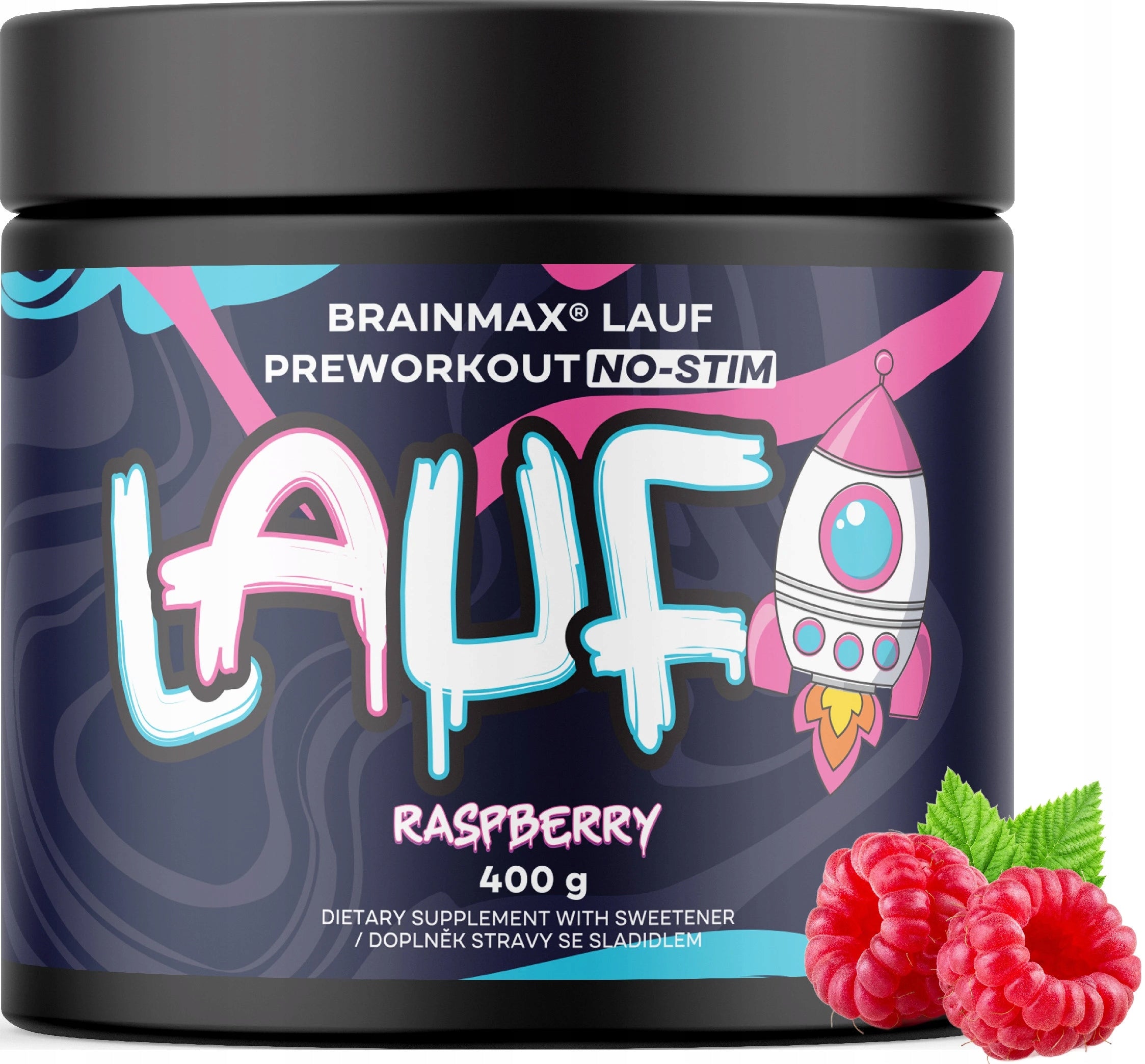 BrainMax LAUF Pre-workout without caffeine, raspberry, 400 g