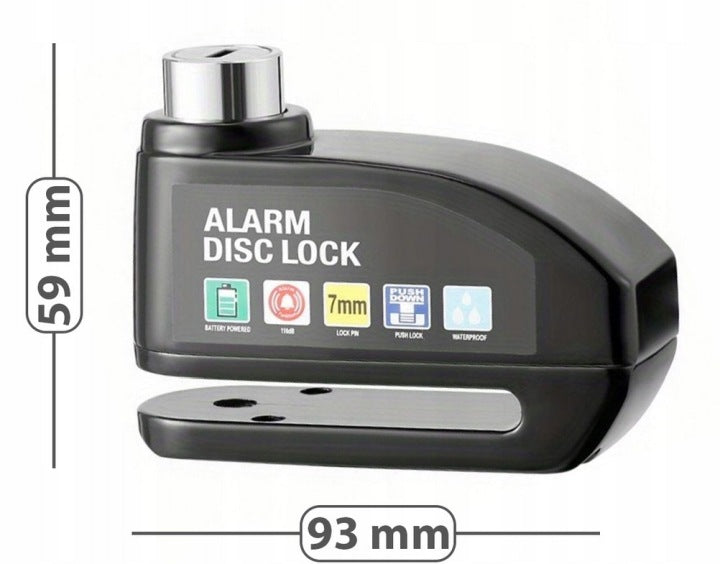 Brake Disc Lock with Disc Lock Alarm Loud Strong Bicycle Cover Model Black