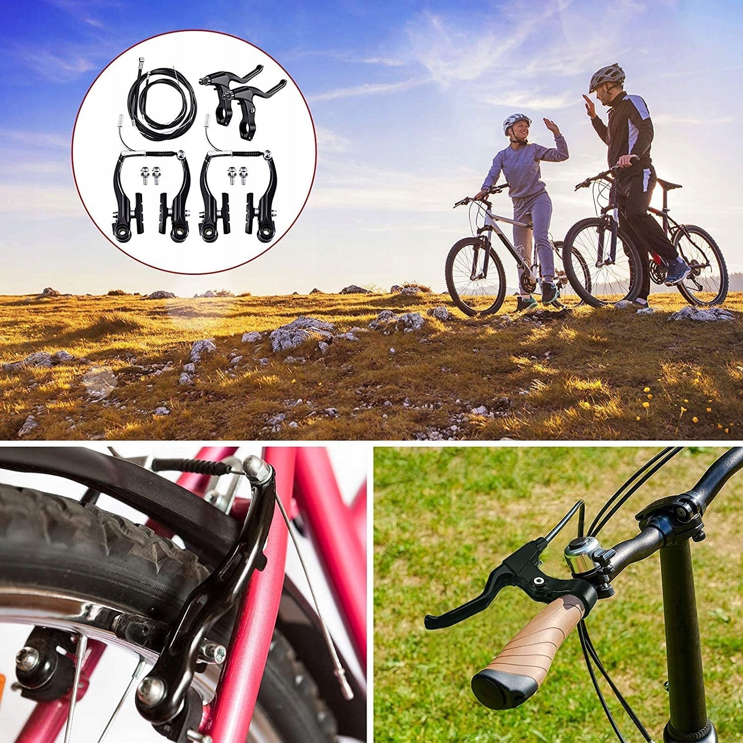 Brakes V-brake bicycle set aluminum black for bike Packaging status original