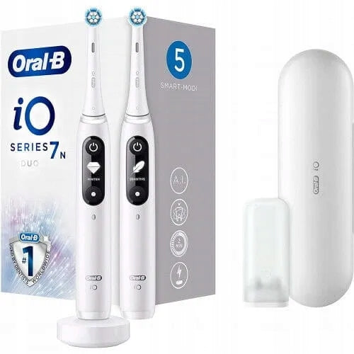 Braun Oral-B iO 7 Duo White Magnetic Toothbrush Set - Two Pack