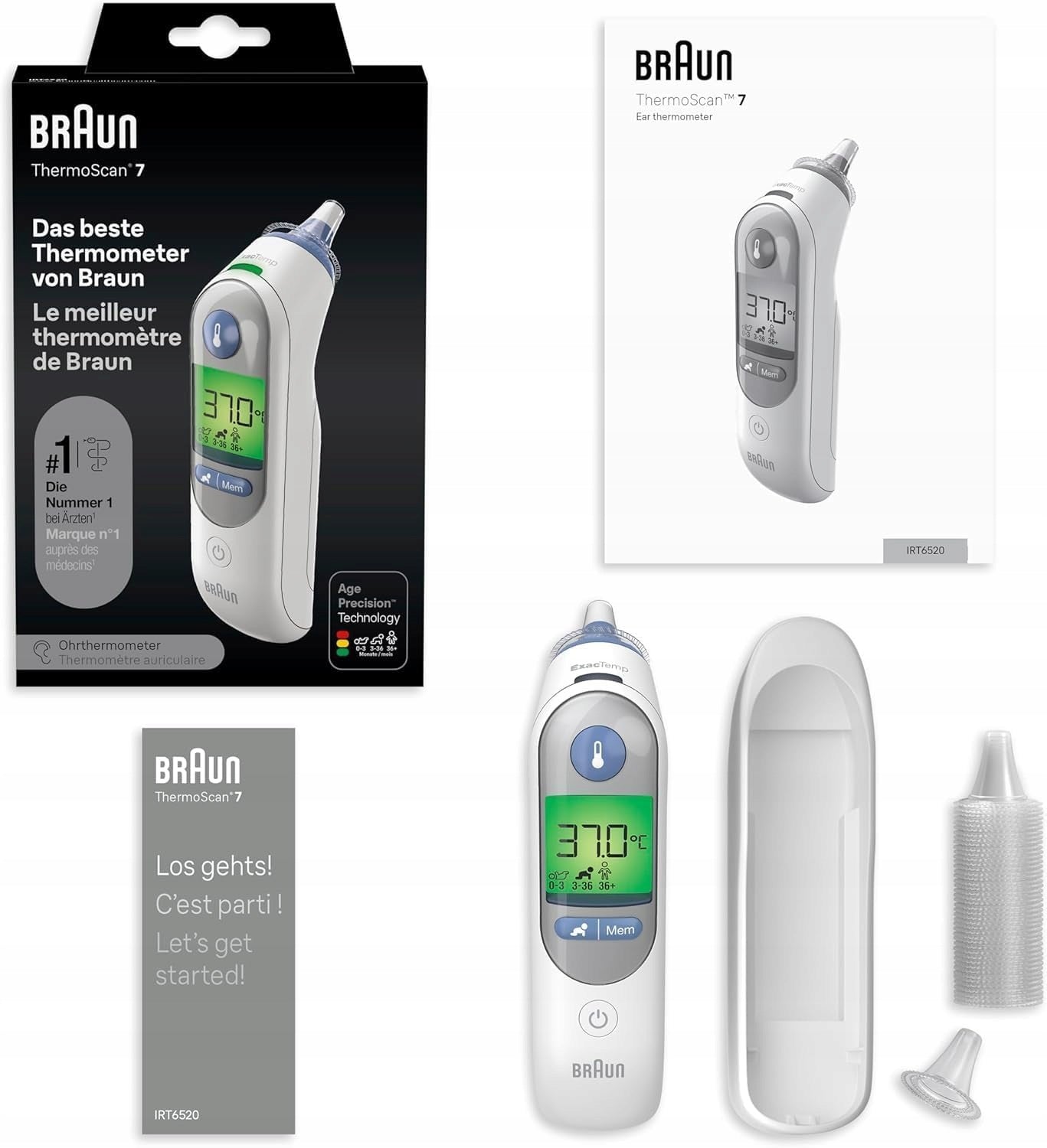 Braun ThermoScan 7 IRT6520WE Age Precision In-Ear Thermometer + 16 Caps Manufacturer code LPNHK479744815