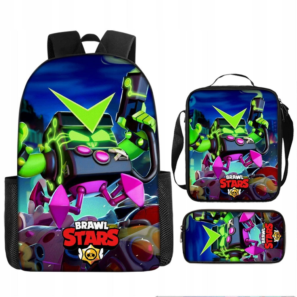 Brawl Stars SCHOOL BACKPACK SATCHEL BAG SET PENCIL CASE 3IN1 DESIGNS STYLE