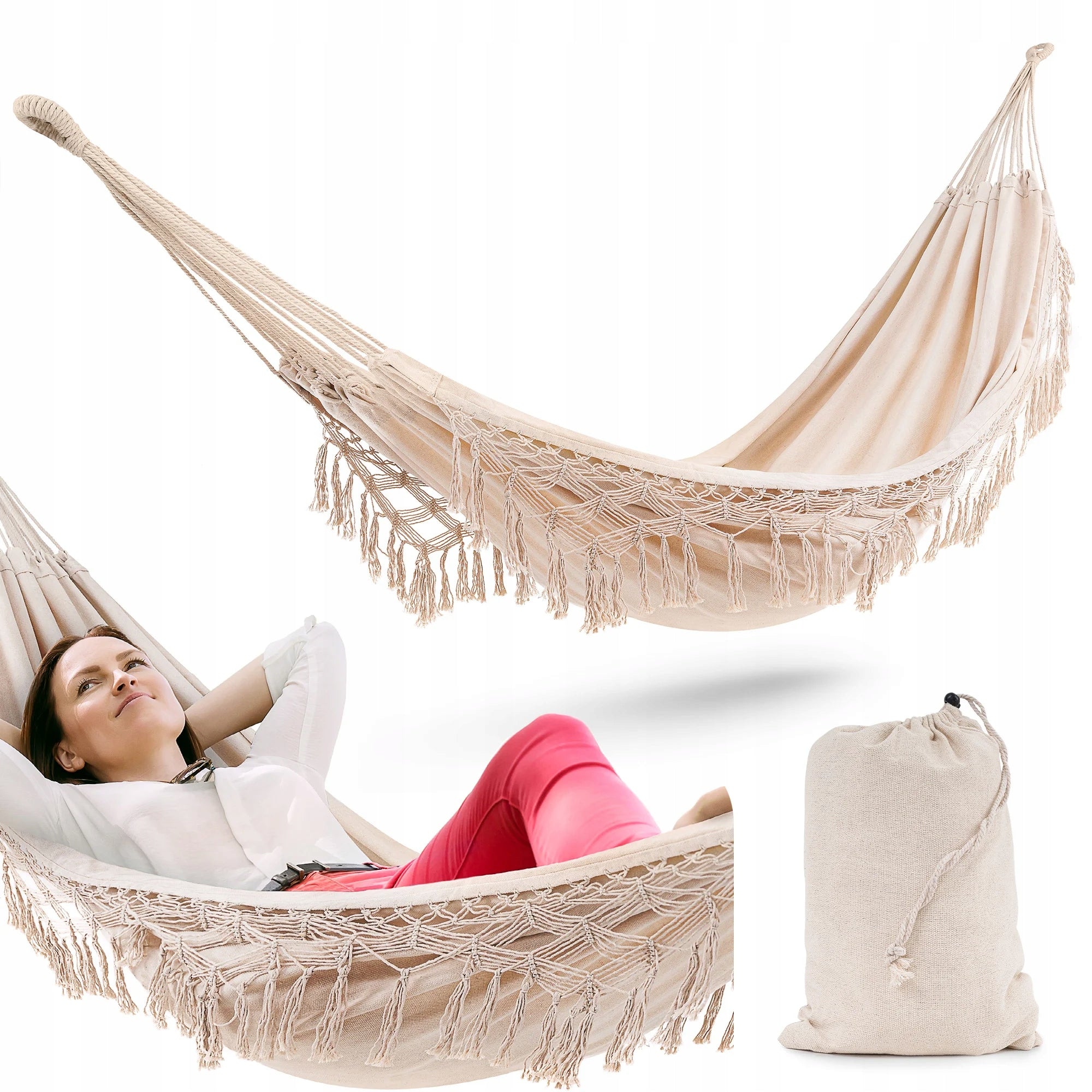 Brazilian Hammock with Tassels Garden Hammock Hanging Bari Hammock Divolio