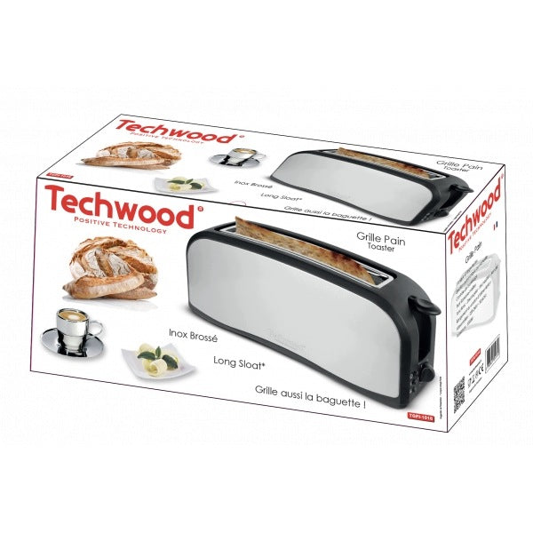 Bread baker Techwood TGPI-1016, long hole, 1000 W, defrosting, Dominant color silver/gray