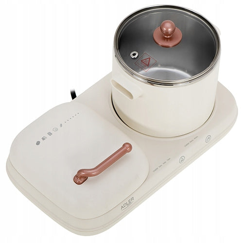 Breakfast Station 2in1 Grill and Cooking Pot Retro Multicooker AD6421 Dominant color beige/brown