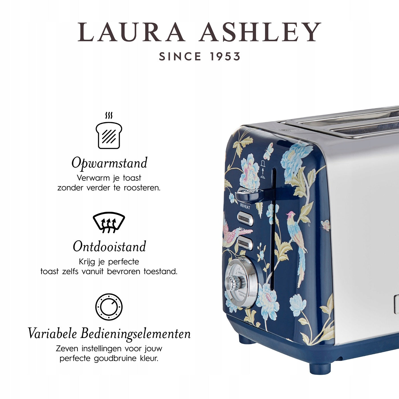 Breakfast set Laura Ashley – kettle 1,7 l and 2-slot toaster Elve Packaging status original
