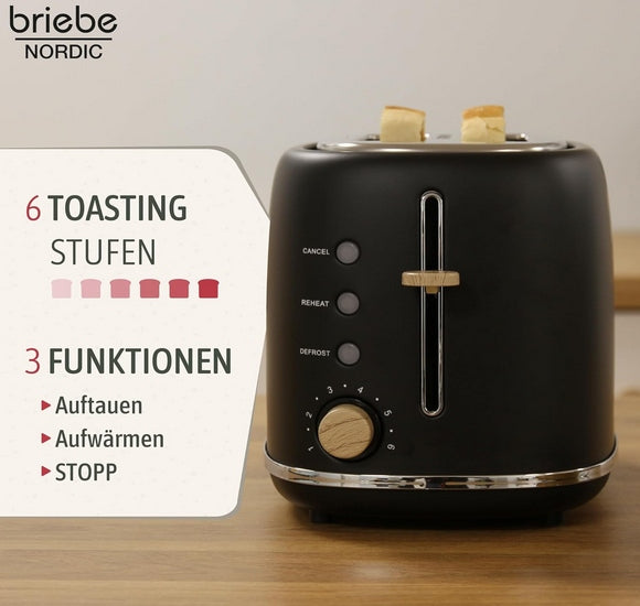 Briebe Nordic toaster 870W black Manufacturer code TA1166BLK