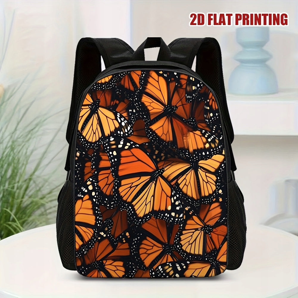 Bright Orange Monarch Butterfly Backpack for School and Travel