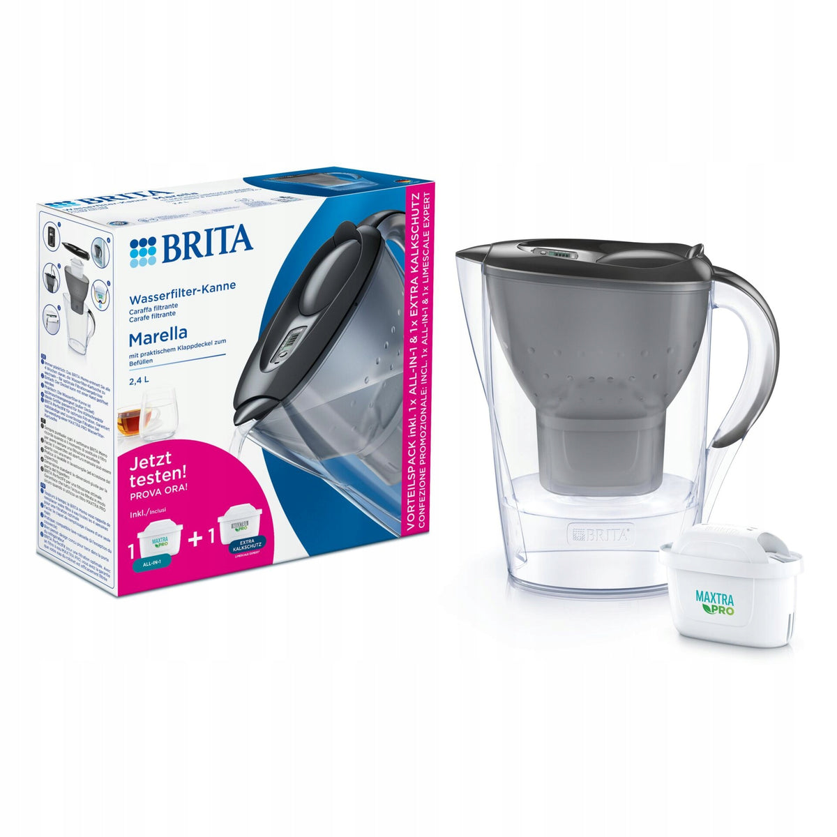 Brita Marella graphit + Pitcher + 1x ALL-in-1, 1x Extra Kalk Packaging status original