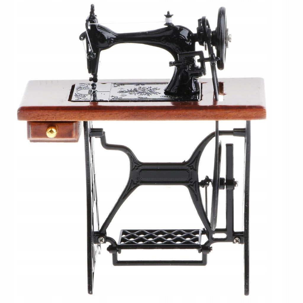 Brown 1:10 Retro Alloy Sewing Machine Diecast Model Toys Showcase Display Packaging status original