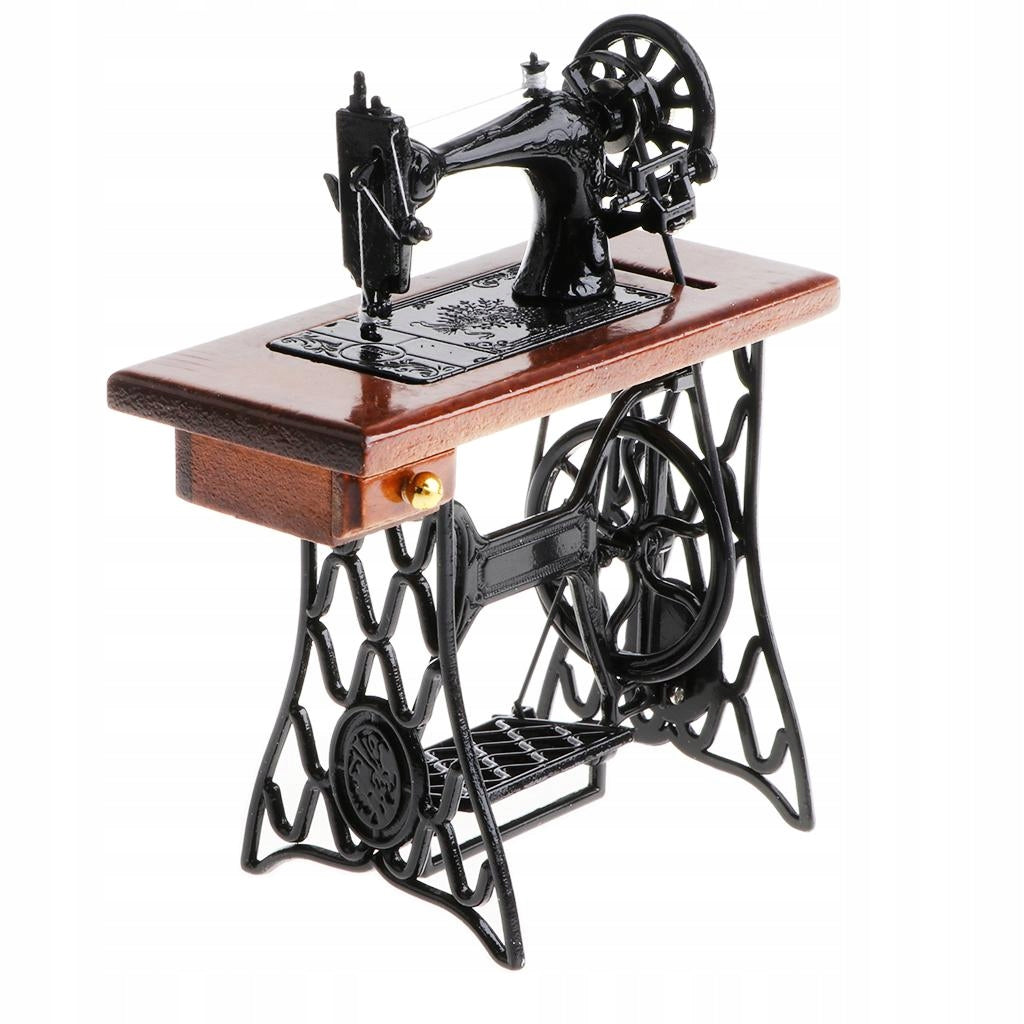Brown 1:10 Retro Alloy Sewing Machine Diecast Model Toys Showcase Display