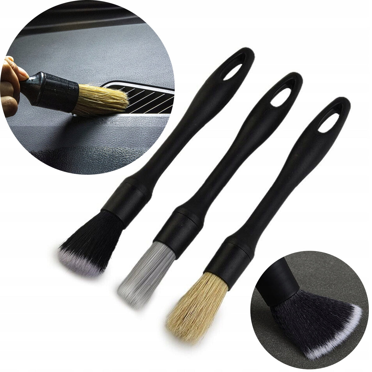 Brushes detailing brushes for car interior cockpit set rim grille