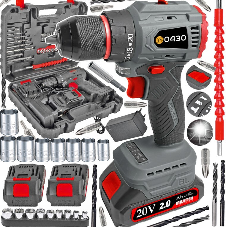 Brushless DRILL CORDLESS IMPACT DRIVER 20V 2xAKU MP0430