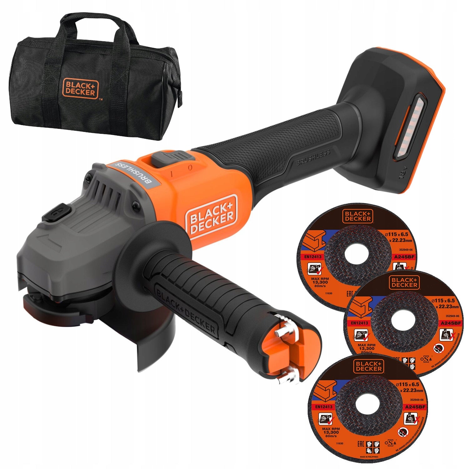 Brushless angle grinder BLACK DECKER BCG6L8N 115mm 18V BODY + bag
