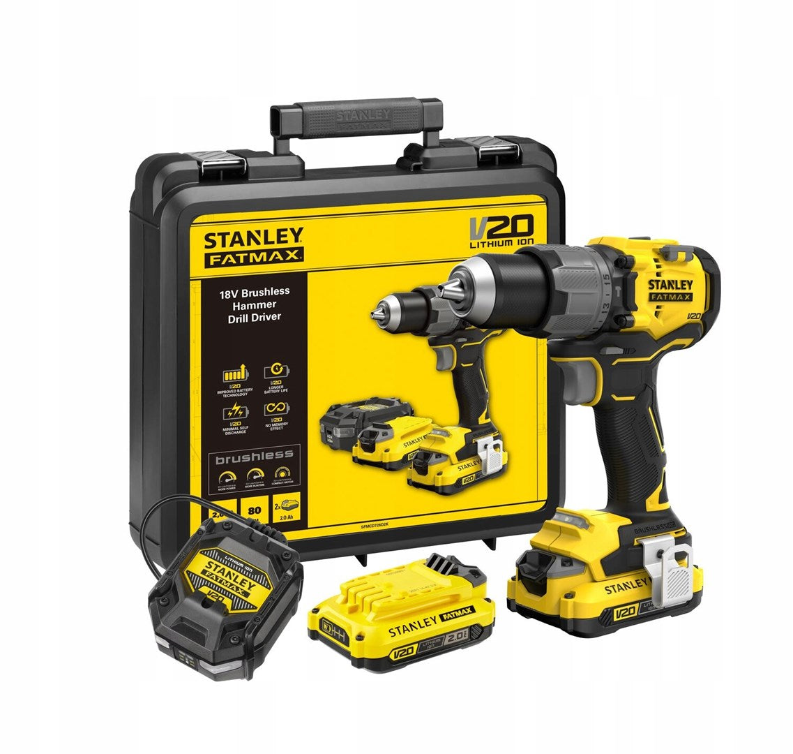 Brushless drill Stanley Fatmax V20 18V 2x2Ah 80Nm