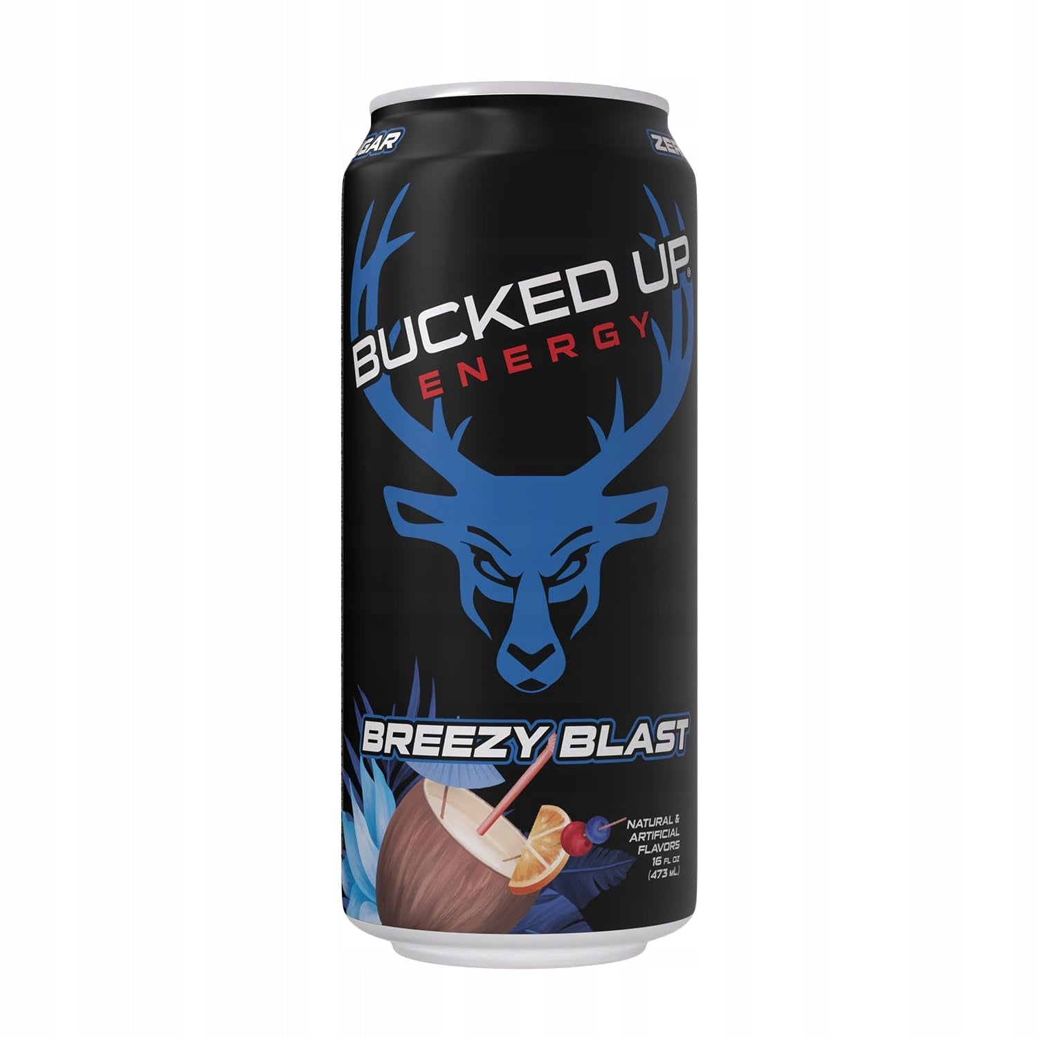 Bucked Up Energy Breezy Blast Zero Sugar 473ml– Functional Energy Gym Packaging status original