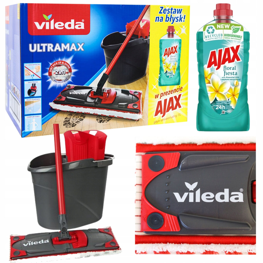 Bucket and flat mop Vileda UltraMax + Ajax 35 cm
