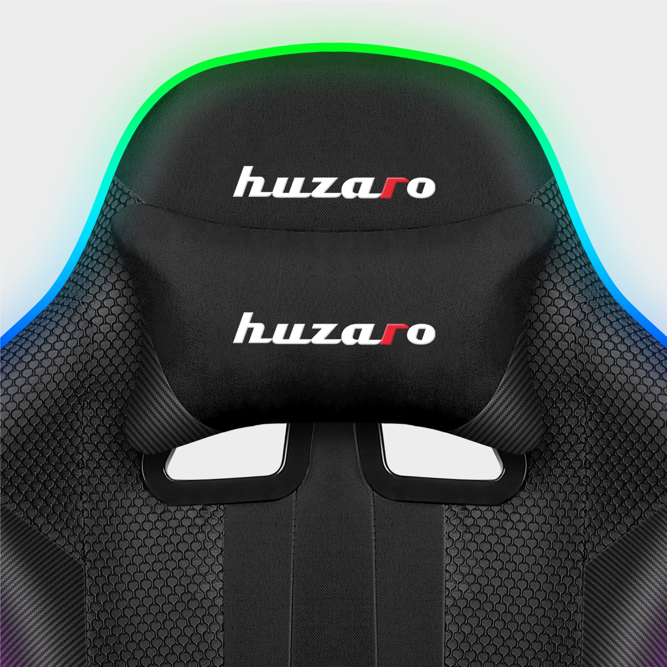 Bucket gaming chair HUZARO black RGB LED swivel with footrest Furniture depth 50 cm