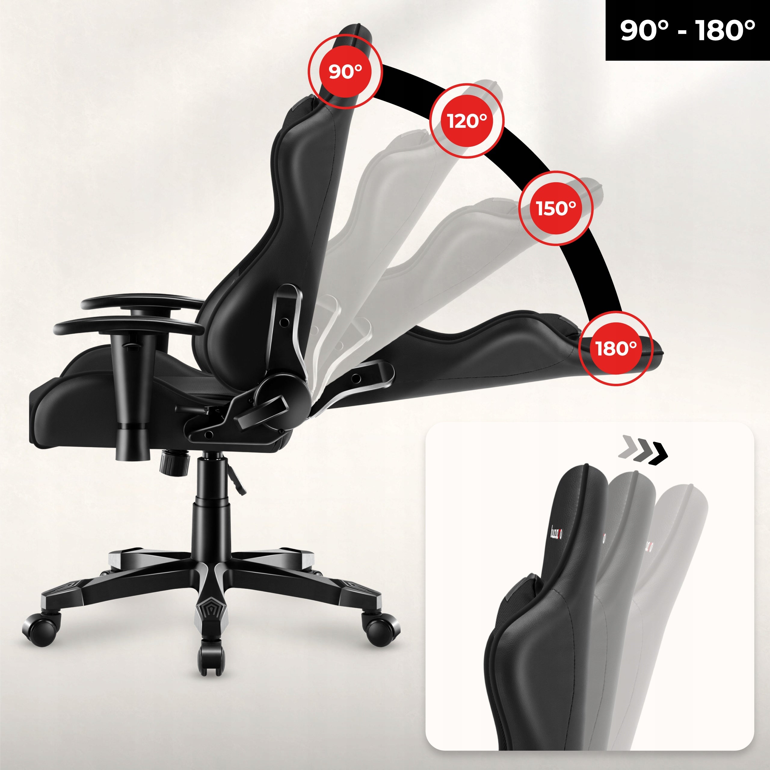 Bucket gaming chair HUZARO black for ergonomic rotary desk Manufacturer code RANGER 6.0 BLACK
