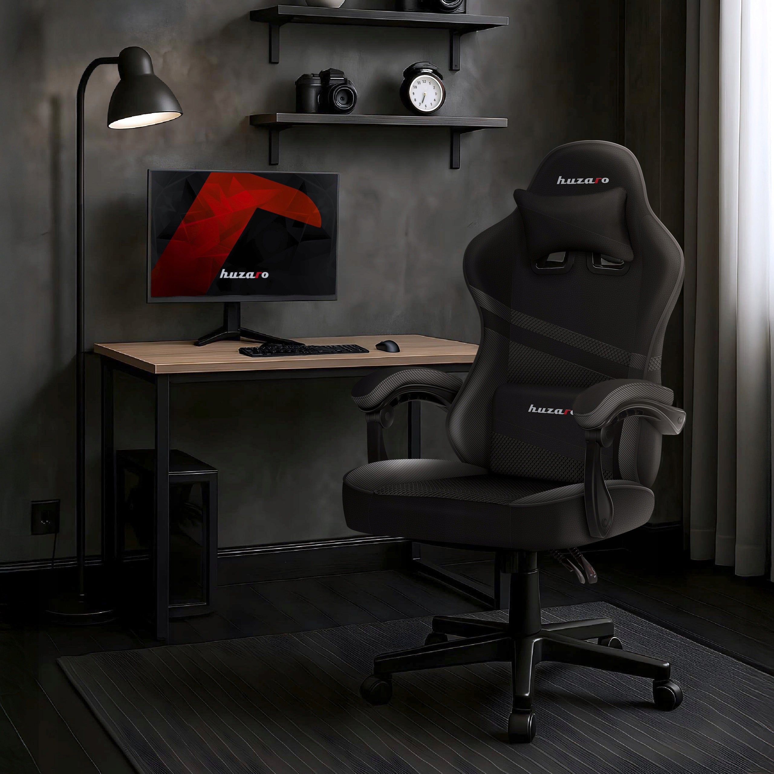 Bucket gaming chair HUZARO black swivel adjustable Packaging status original