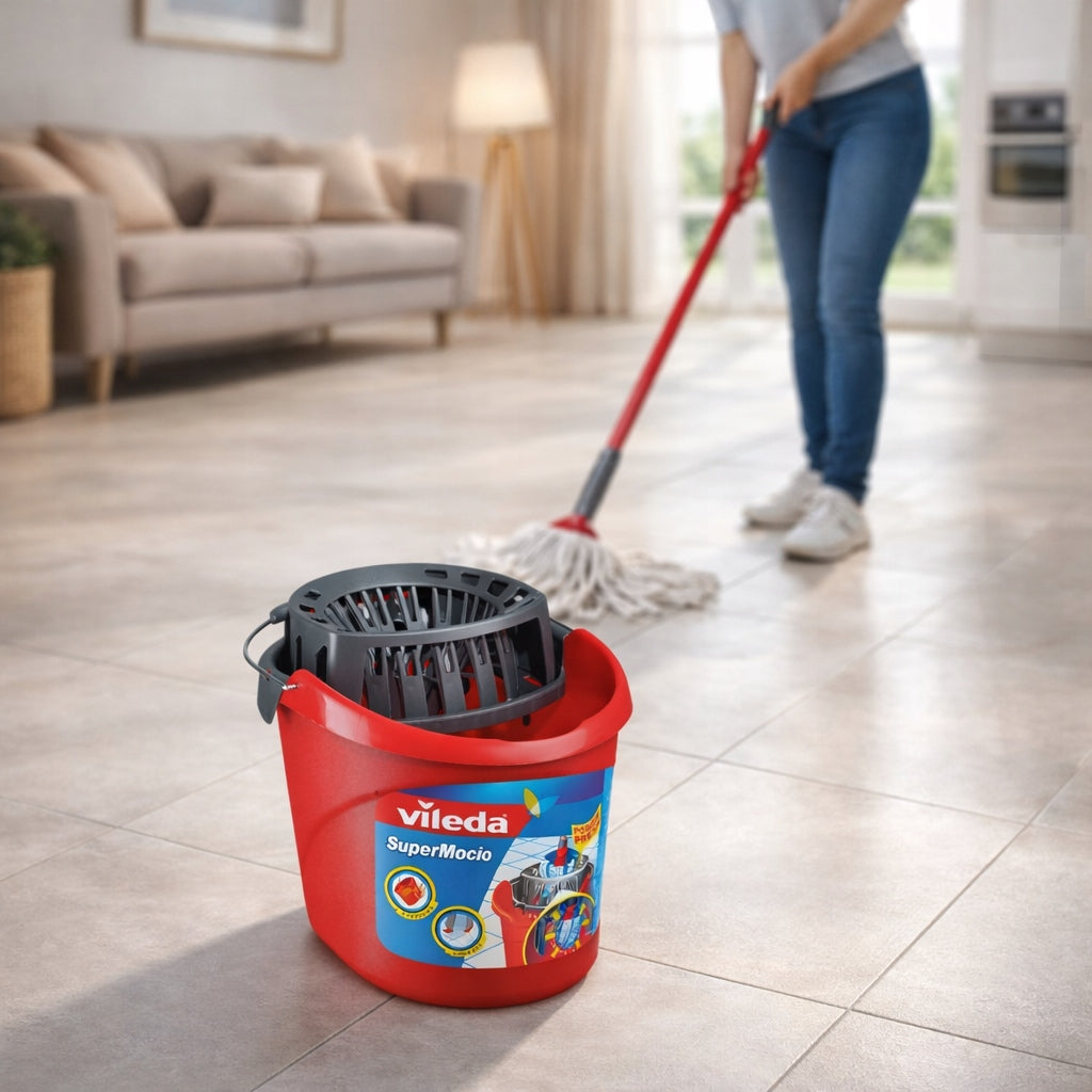 Bucket with Strip Mop Squeezer Vileda SuperMocio Red 10L Brand Vileda