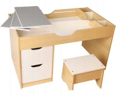 Building Table Wooden Desk and Stool Lego Build 'n' Store Base Plate