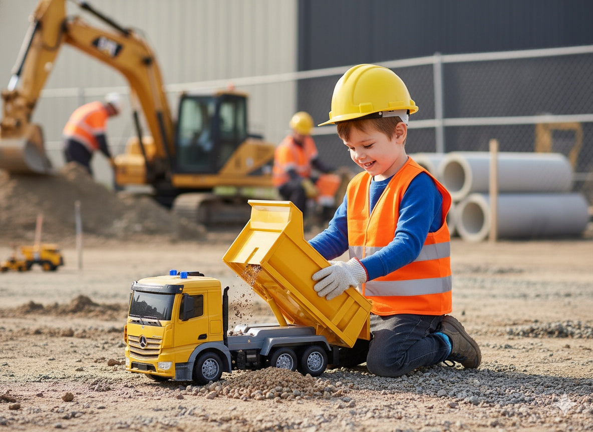 Building Toy Remote Control Dump Truck with Battery for Small Builder Packaging status original