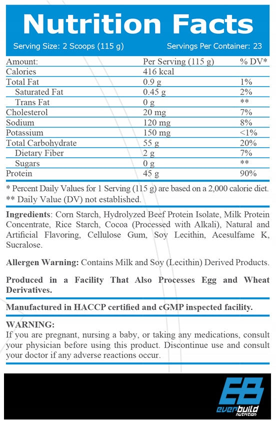 Bulk Vanilla Powder Everbuild Nutrition 2720 g Expiration date not specified