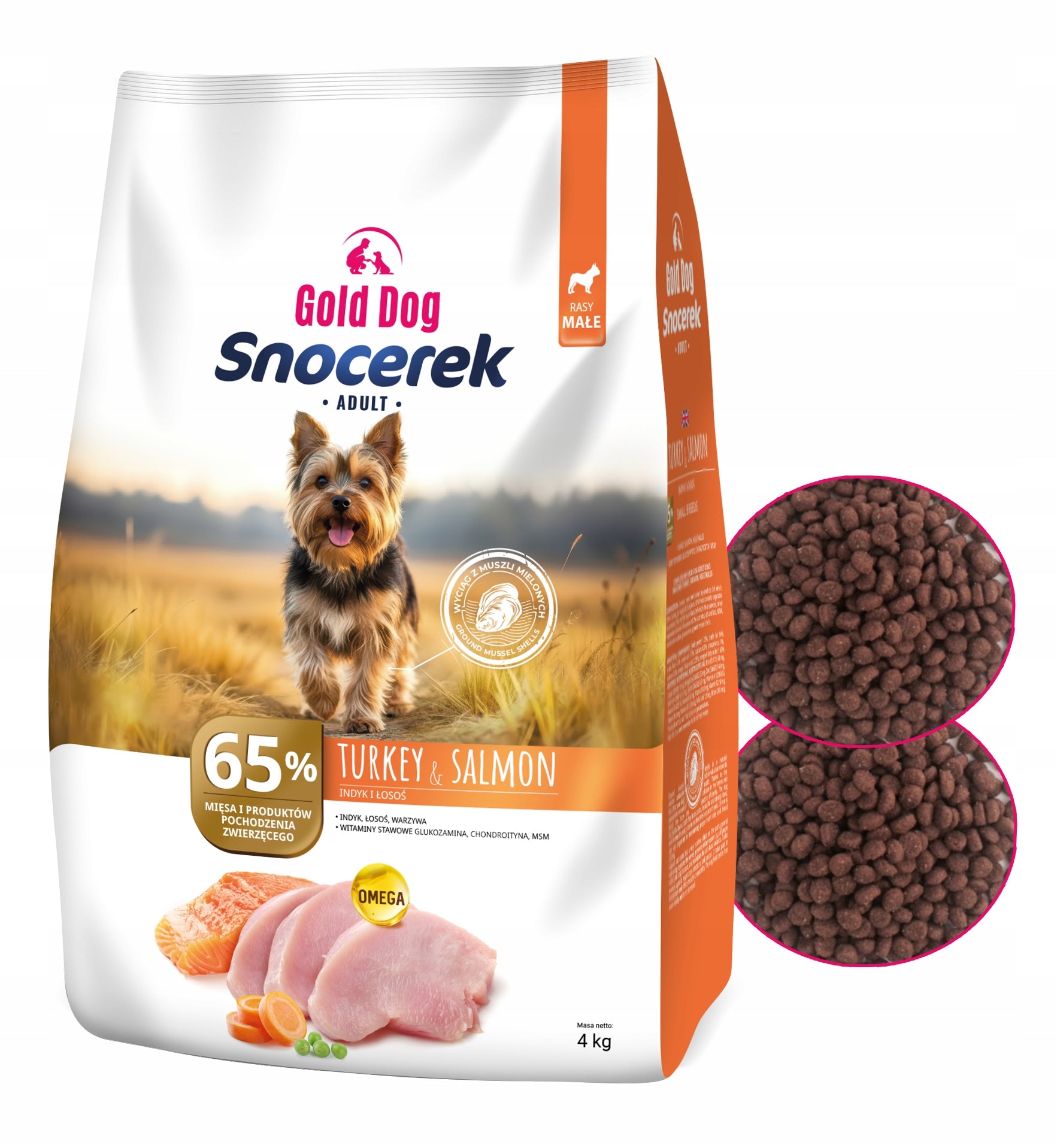 Bulldog food Gold Dog Snocerek 4kg turkey salmon vegetables small breeds Manufacturer code 4011290430220