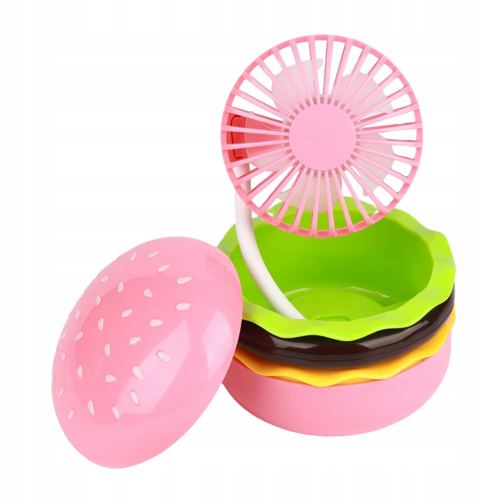 Burger Mini Fan Compact 3 Speeds Folding Quiet Eyelash Fan Kids Pink Model Air Cooling