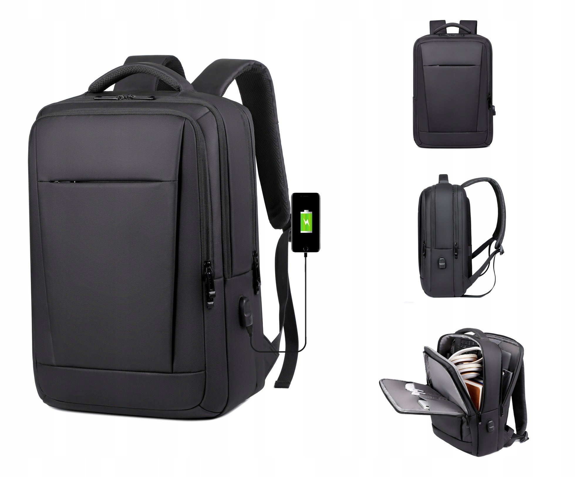 Business Laptop Backpack Tablet Elegant Black Formal roomy with USB