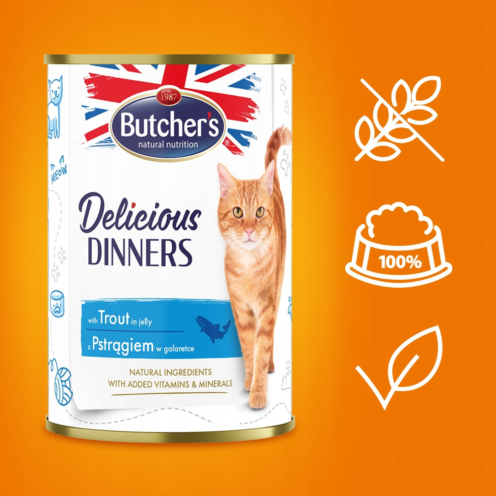 Butchers wet cat food trout 24 x 400g Packaging status original