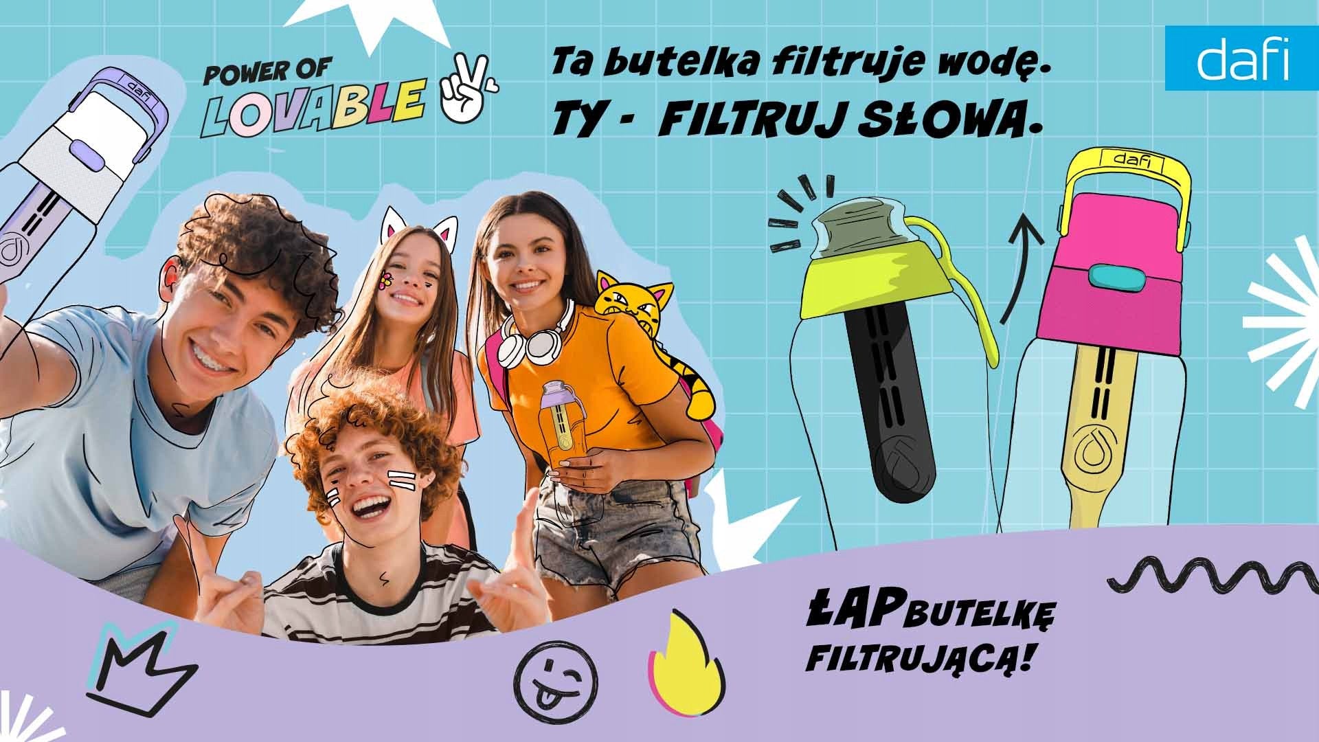 Butelka filtrująca Dafi Soft 0,7 l niebieski LOVABLE POWER OF Model Soft