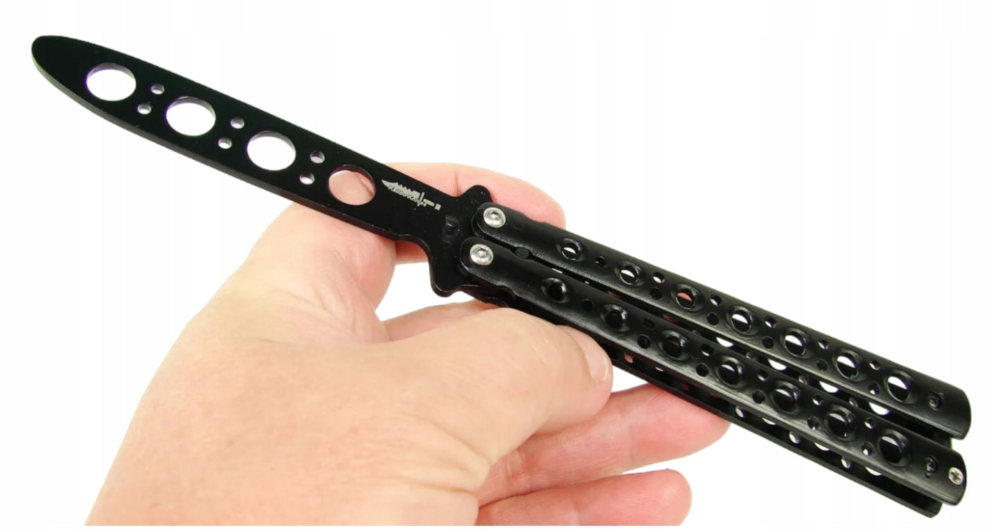 Butterfly KNIFE BUTTERFLY Black Silver Knives TRAINING Brand no brand